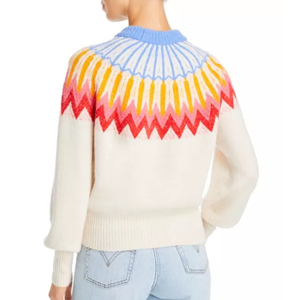 French Connection Essentials Neya Printed Fair Isle Cropped Sweater Size XL - Picture 5 of 16